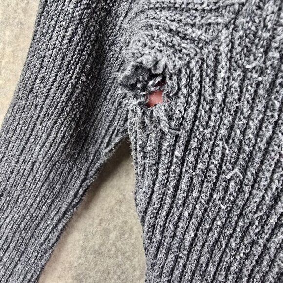 Knit Avenue Womens Ribbed Fringe Sweater Dress Gray Long Sleeve Size Large - Picture 3 of 7